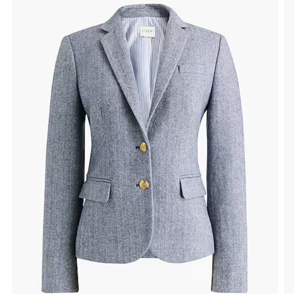 NWT J. Crew Factory Herringbone Wool-Blend Schoolboy Blazer